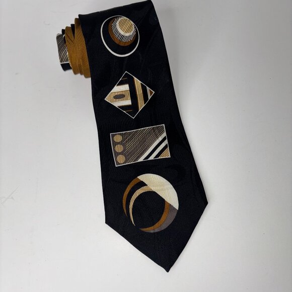 J Blades & Co Other - J. Blades & Co. 100% Silk Tie Art Deco Geometric USA Black Brown